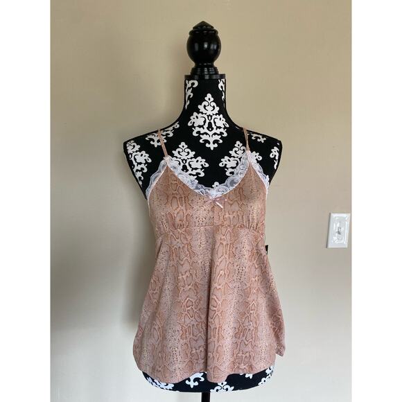 BADGLEY MISCHKA STUDIO Tops - NWT Badgley Mischka Studio nude snakeskin print racerback cami tank top size M
